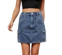 Jupes en jean pour femme - Mini jupe crayon pour le Royaume-Uni - Jupe courte unie - Tenue de vacances - Jupe décontractée - Jupe longue - Petite trafic - Jupe ronde, BU1., M