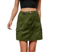 Jupes en jean pour femme - Mini jupe crayon pour le Royaume-Uni - Jupe courte unie - Tenue de vacances - Jupe décontractée - Jupe longue - Petite trafic - Jupe ronde, blanc, M