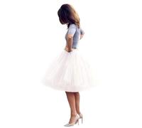 Jupes en Tulle pour Femme 5 Couches Tulle Tutu Jupon Style Vintage années 1950 pour Cocktail Ballet fête Bal de Fin d'année 50s Vintage en Tulle Audrey Hepburn Skirt Robes Carnaval Jupe(Blanc,42)