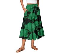 Jupes Femme Boheme Chic et Elegant Jupe Madame Mi Longue Fluide Fleurie Robe Poche Ceinture Haute à Lacets