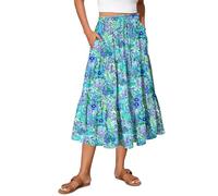 Jupes Femme Boheme Chic et Elegant Jupe Madame Mi Longue Fluide Fleurie Robe Poche Ceinture Haute à Lacets