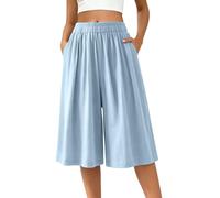 Jupes Femme Taille Haute Culotte Décontractée Vacances Élégante D'Été Bohème Chic Élastique Vêtements Skirt Couleur Unie Jupe Short Sport Pantalon Jupe Courte Bleu Clair XL