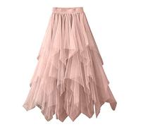 Jupes festives pour femme - Taille trapèze - Jupe en maille - Jupe de printemps fixe - Super sable, Rose, M