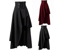 Jupes Gothique Femme Jupes Taille Haute en Longues Robe Steampunk Femme Jupes Ourlet IrréGulier Jupes Corset Déguisement Halloween Gothiques Vêtements Robe Renaissance Costume Lolita S-XXL