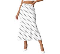 Jupes Longue Femme Bohême Taille Haute Pois Classiques Extensible Coupe Ajustée Fluide pour Bureau Et événements Professionnels Audrey Hepburn Jupe pour Plage Vacances Elegant