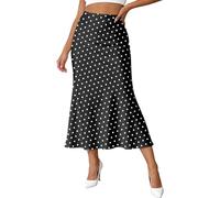 Jupes Longue Femme Bohême Taille Haute Pois Classiques Extensible Coupe Ajustée Fluide pour Bureau Et événements Professionnels Audrey Hepburn Jupe pour Plage Vacances Elegant