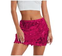 Jupes longues femmes été crayon jupe mid jupe taille élastique Y 2K hanches enveloppante mini jupe clubwear femmes jupes longueur genou rouge, Rose, S