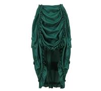 Jupes Longues Gothiques Irrégulières Hautes et Basses à Volants pour Femmes Jupe Corset Costumes Steampunk-Vert-S