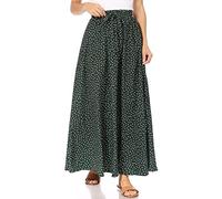 Jupes longues pour femmes, jupes longues pour femmes de taille standard et grande taille, jupe d'été fluide Aline élastique taille haute tendance 2023, Pois verts et blancs, XX-Large