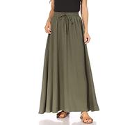 Jupes longues pour femmes, jupes longues pour femmes de taille standard et grande taille, jupe d'été fluide Aline élastique taille haute tendance 2023, vert, XX-Large