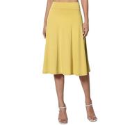 Jupes mi-longues pour femme - Taille élastique - Taille élastique - Couleur basique - Polyvalente - Extensible - Évasée - Décontractée - Jupe de travail - Jupe trapèze - Vêtements d'été