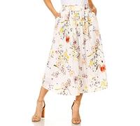 Jupes midi plissées pour femmes avec poches, jupe taille haute élastique, jupes d'été tendance 2023, Motif floral tropical., Taille 3XL
