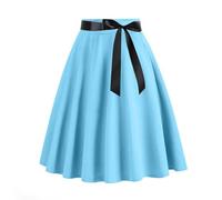 Jupes plissées pour femme - Style vintage des années 1950 - Jupe midi trapèze élégante - Jupe évasée - Jupe patineuse longueur genou - Jupe trapèze pour fête, travail, vacances, 01#Bleu ciel, M