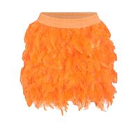 Jupes pour femme en plumes naturelles - Jupe courte taille élastique - Costume de danse - Jupe fluide - Jupe tutu à plumes - Moitié inférieure - En plumes de dinde - Court - Demi sexy, Orange, M