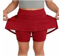 Jupes pour filles - Short intérieur - Jupe taille haute plissée - Uniforme scolaire - Jupes pour la danse, le yoga, les jeux - Short de sport pour enfants - Tenues de base d'été, bordeaux, 7-8 ans