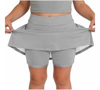 Jupes pour filles - Short intérieur - Jupe taille haute plissée - Uniforme scolaire - Jupes pour la danse, le yoga, les jeux - Short de sport pour enfants - Tenues de base d'été, Cendré clair, 8-9 ans