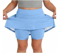 Jupes pour filles - Short intérieur - Jupe taille haute plissée - Uniforme scolaire - Jupes pour la danse, le yoga, les jeux - Short de sport pour enfants - Tenues de base d'été, bleu, 4-5 ans