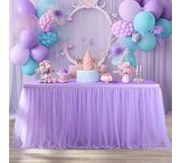 Jupes pour Table rectangulaire/Ronde, nappes Tutu à Volants en Tulle pour Filles, fête prénatale, d'anniversaire, Mariage, décoration de Table de Desserts/gateaux, 1,8 m, Lavande