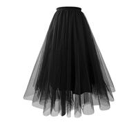 Jupes tutu en tulle pour femme - Taille haute élastique - Coupe trapèze - Décontractée - Jupe midi plissée - Tenue de danse quotidienne, C # noir., XL