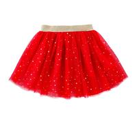 Jupes tutu pour filles - 3 couches à paillettes étoiles taille élastique jupe de danse ballet pour filles de 2 à 10 ans, Rouge, 4-5 ans