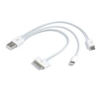 Jupio câble USB 3 en 1 - USB vers Apple 30 broches, Apple Lightning et microUSB
