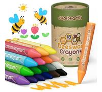 JUPITEARTH Crayons Jumbo Cire Abeille Tout-Petits, 18 Unités Lavables | Crayons Non Toxiques, Incassables, Faciles à Tenir, idéaux pour l‘apprentissage du coloriage à l’école maternelle