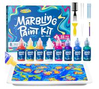 JUPITEARTH Kit de peinture à marbrure à l'eau, loisirs créatifs pour filles et garçons, fournitures artistiques pour enfants âgés de 3 à 5 ans, 4 à 8 ans, 8 à 12 ans, peinture marbrée pour loisirs