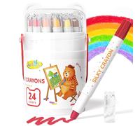 JUPITEARTH Lot de 24 crayons de couleur torsadés pour tout-petits de 1 à 3 ans et enfants de 4 à 8 ans, crayons lavables non toxiques de 2 à 4 ans, fournitures artistiques ultra soyeuses et faciles à