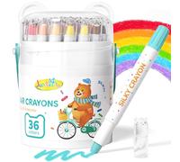 JUPITEARTH Lot de 36 crayons de couleur torsadés pour tout-petits de 1 à 3 ans et enfants de 4 à 8 ans, crayons lavables non toxiques de 2 à 4 ans, fournitures artistiques ultra soyeuses et faciles à