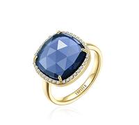 Jupiter Bague en pierre précieuse pour femme - Bague en pierre de naissance de 12 mm pour la Saint-Valentin, la fête des mères, un anniversaire, 9, Gemme, Saphir bleu