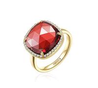 Jupiter Bague en pierre précieuse pour femme - Bague en pierre de naissance de 12 mm pour la Saint-Valentin, la fête des mères, un anniversaire, 7, Gemme, Rubis synthétique