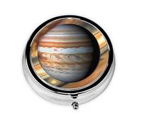 Jupiter Mini boîte à pilules ronde paysage peut être mise dans un portefeuille, une poche, légère et pratique, pilulier à 3 compartiments, pilulier portable,