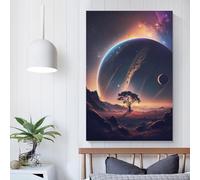 Jupiter Stellaire Horizon Images pour Salon Rue Peintures Toile Coloré Pop Art Mural Moderne Œuvre d'Art Décoration d'Intérieur Tendue Prête à Accrocher 08x12 pouces (20x30 cm)