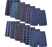 JupiterSecret Calecons Hommes Coton 100% Boxer Homme Lot de 12 Boxer Americain Homme Coton Tissé pour Une Coupe Ample, Doux Respirant et Différentes Couleurs, M