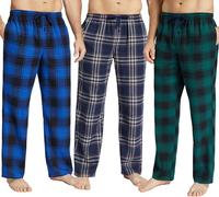 JupiterSecret Pantalon de Pyjama en Flanelle pour Homme, Pantalon de Pyjama Long pour Homme, Pyjamas à Carreaux, lot de 3