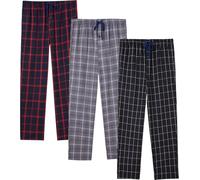 JupiterSecret Pantalon de Pyjama en Flanelle pour Homme, Pantalon de Pyjama Long pour Homme, Pyjamas à Carreaux, lot de 3