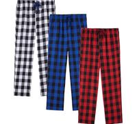 JupiterSecret Pantalon de Pyjama en Flanelle pour Homme, Pantalon de Pyjama Long pour Homme, Pyjamas à Carreaux, lot de 3