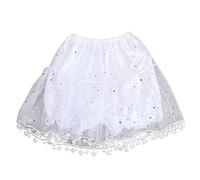 Jupon avec bloomers à l'intérieur - Demi-slip court avec bordure étoile - 43,2 cm - Pour femme et fille - Jupon sans cerceau court, blanc, Taille unique