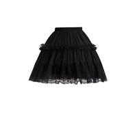 Jupon crinoline pour femmes et filles avec 2 cerceaux réglables en dentelle, jupon court Lolita pour robe de cosplay, Noir #5925, taille unique