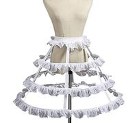 Jupon en crinoline court ou long pour femme - 2/3/4/5 - Robe de bal en forme de cage - Demi-slip - Jupe pour mariage - Jupon cage - Blanc et noir, Blanc trois ronds R, Taille unique