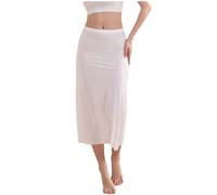 Jupon en Satin pour Femme Jupon Long Invisible Demi-Jupe Invisible Jupe sous-Vêtement Femme Invisible Demi-Jupes Elastique Couleur Unie Jupes Elastique Jupons pour Robe Transparente