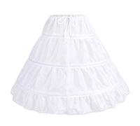 Jupon Fille Demi-Slip 3 Cerceau Fille Fleur Crinoline Jupon Communion Mariage Demoiselle d'honneur Cordon sous Jupe Blanc 8-14 Ans