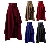 Jupon Gothique Femme Jupon Steampunk Ourlet Irrégulier Femmes Jupon Taille Haute Renaissance Médiévale Jupes Regency pour Femmes Robe Victorienne Jupon Bal Regency Costume Empire Waist Dress Robe