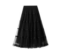 Jupon long pour femme : jupe crinoline pour femme jupe longue en tulle vintage rétro maxi jupon jupon pour mariage jupe plissée rockabilly robe en plusieurs couleurs jupe de plage/jupe midi, C3 noir,