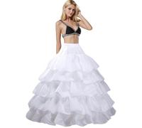Jupon sous Robe Crinoline Petticoat Rockabilly De Femme avec 5 Volants Long 4 Cerveaux Demi-Jupe sous-Jupe pour Robe De Mariage Mariée Soirée Bal 9 Couleurs(Blanc,38)