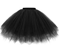 Jupons Court Femme Jupe de Ballet Tulle Tutu 50s Jupon Rockabilly Retro Underskirt Vintage Petticoat Rock Roll 1950s Bal Noir 38 40 Black L
