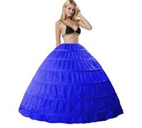 Jupons Crinoline 6 Cerceau Mariage Jupon Hoopless Robe de mariée Demi-Jupe Femmes Long Underskirt Sculptantes Wedding Petticoat Princesse Bal sous-Jupe Plus Femme Jupes, Longueur du Plancher(Bleu)