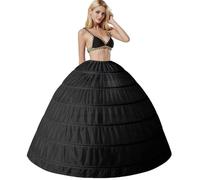 Jupons Crinoline 6 Cerceau Mariage Jupon Hoopless Robe de mariée Demi-Jupe Femmes Long Underskirt Sculptantes Wedding Petticoat Princesse Bal sous-Jupe Plus Femme Jupes, Longueur du Plancher(Noir)