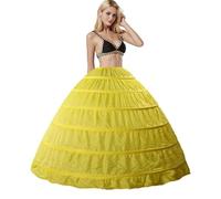 Jupons Crinoline 6 Cerceau Mariage Jupon Hoopless Robe de mariée Demi-Jupe Femmes Long Underskirt Sculptantes Wedding Petticoat Princesse Bal sous-Jupe Plus Femme Jupes, Longueur du Plancher(Jaune)