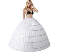Jupons Crinoline 6 Cerceau Mariage Jupon Hoopless Robe de mariée Demi-Jupe Femmes Long Underskirt Sculptantes Wedding Petticoat Princesse Bal sous-Jupe Plus Femme Jupes, Longueur du Plancher(Blanc)